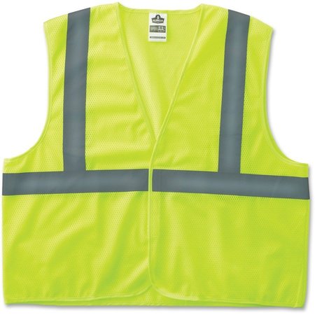 Glowear Safety Vest, Class 2, Hi-Vis, Reflective Tape, Mesh, 2XL/3XL, Lime EGO20977
